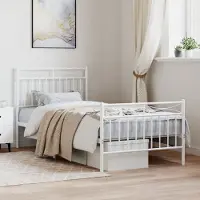 Prolenta Maison Exclusive - Sommier avec tête et pied de lit en métal blanc 90x200 cm