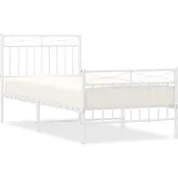 Syfax Cadre de lit métal sans matelas avec pied de lit blanc 90x200cm
