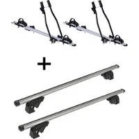 VDP 2x porte-vélos SAGITTAR + barres de toit/rails LION1 compatibles avec Ssangyong Rexton (Y300) (5 portes) 06-12