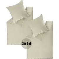 Schöner Wohnen Kollektion SCHÖNER WOHNEN-Collection Satin Parure de lit PLAIN Beige 135 x 200 cm - 2 paires