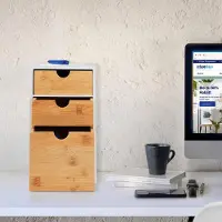 Northix Organiseur de bureau à 3 tiroirs, MDF bambou