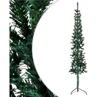 Syfax Demi sapin de Noël artificiel mince avec support Vert 180 cm