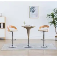 vidaXL Tabouret de bar 2 pcs. Cremeweiß Similicuir et bois courbé - Chaise de bar - Chaise de bar - Chaise