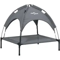 Syfax Lit pour chien avec auvent anthracite tissu Oxford et acier
