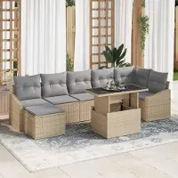 Prolenta Maison Exclusive - Ensemble de salon de jardin, 8 pièces, beige et gris clair