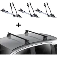 VDP 3x porte-vélos SAGITTAR + barres de toit EVO acier compatibles avec VW Amarok 3-5 portes à partir de 2011
