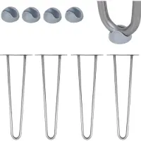 Mucola Pieds de table 4 pièces Hairpin Leg Pieds en épingle à cheveux Piètement de table Patins de table Pied de table de salle à manger - Acier 2 entretoises 41CM