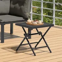 Prolenta Table de jardin pliante, anthracite, 38x38x38 cm, en treillis métallique