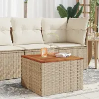 Prolenta Maison Exclusive - Table de jardin beige 55x55x37 cm en polyrotin et bois d'acacia