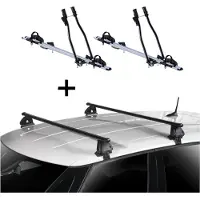 VDP 2x porte-vélos SAGITTAR + barres de toit EVO acier compatibles avec Toyota Aygo (AB40) 5 portes à partir de 2014