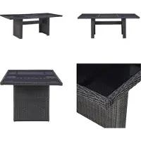 vidaXL Table de jardin noire 200x100x74 cm verre et poly rotin - Table de jardin - Table d'extérieur - Tables d'extérieur