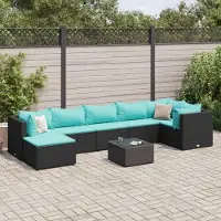 Prolenta Maison Exclusive - Salon de jardin 8 pcs avec coussins noir résine tressée