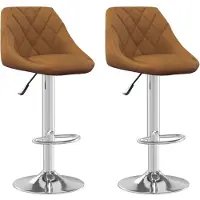 Syfax Tabourets de bar lot de 2 marron velours