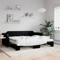 Prolenta Maison Exclusive - Canapé-lit convertible avec matelas noir 90 x 190 cm en tissu