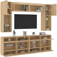 Prolenta Maison Exclusive - Ensemble de meubles TV muraux 6pcs et lumières LED chêne sonoma