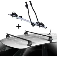 VDP Porte-vélos SAGITTAR + barres de toit EVO acier compatibles avec Renault R21 5 portes 1989-1994