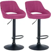 CLP lot de 2 tabourets de bar Milet Tissu, Couleur:vert, Matériau du piètement:Métal blanc mat