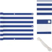 vidaXL Paravent de balcon Blanc et bleu 75x400 cm Tissu Oxford - Parasols et ombrelles