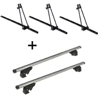 VDP 3x porte-vélos ORION + barres de toit/rails LION1 compatibles avec Subaru Impreza (GF) Station Wagon (5 portes) 92-00