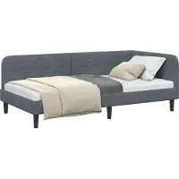 Syfax Cadre de lit d'angle Gris foncé 100 x 200 cm Velours