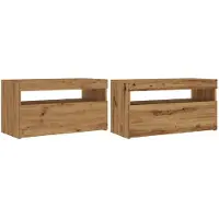 vidaXL Armoires TV avec lampes LED 2 pcs. Chêne Artisan Matériaux dérivés du bois