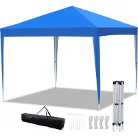 TolleTour Pavillon 3x3m ohn Seiten, Festzelt Faltpavillon Gartenzelt, UV-Schutz, pour jardin terrasse fête bleu