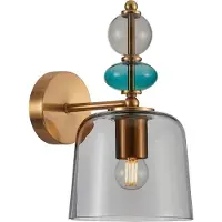 ITALUX Applique décorative en laiton avec abat-jour en verre fumé pour le salon 1xE27 40W NAMOS