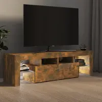 Prolenta Maison Exclusive - Meuble TV avec éclairage LED Chêne fumé 140x36,5x40 cm