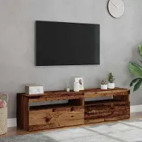 Prolenta Maison Exclusive - Meubles TV avec éclairage LED 2 pièces. Aspect bois ancien Matériau dérivé du bois