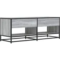 Syfax Meuble TV sonoma gris 120,5x40x46 cm bois d'ingénierie et métal