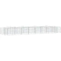 Syfax Lit surélevé à gabions arqué 600x100x50 cm Fer galvanisé