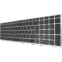 T-ProTek Clavier allemand Black Silver Frame Trackpoint Éclairage compatible avec HP EliteBook 850 G5 (3JX21EA)
