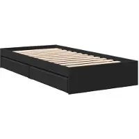 Syfax Cadre de lit avec tiroirs sans matelas noir 75x190 cm