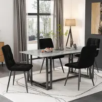 Sweiko Chaise de salle à manger (lot de 4 chaises de cuisine, chaise de salon, 4 pcs), chaise rembourrée avec dossier, assise en velours, structure en métal