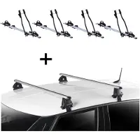 VDP 4x porte-vélos SAGITTAR + barres de toit EVO ALU compatibles avec la Seat Leon (5F) 5 portes 2013-2020