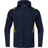 Jako Challenge Veste de loisirs à capuche Homme - Bleu marine chiné / Jaune fluo