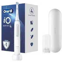 Braun Oral-B Brosse à dents électrique iO4 rechargeable, pour adultes, le nombre de têtes de brosse comprend 1, entièrement blanche, nombre de modes de brossage 4 (IO4 QUITE WHITE)