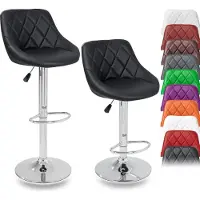 Tresko Lot de 2 tabourets de bar noir Chaise de bar pivotant librement à 360° Réglage de la hauteur d'assise 60-80cm