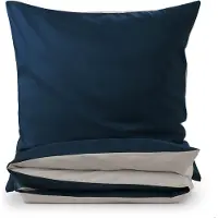 Blumtal Premium Literie d'été extra-douce réversible 200x200 cm & 2X taies d'oreiller 80x80 cm - Housse de couette microfibre, 3 pièces, Moonlight Grey/Dark Ocean Blue