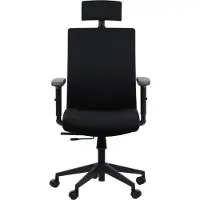 Stema Chaise de bureau ergonomique pivotante RIVERTON F/H, accoudoirs réglables, appui-tête, assise coulissante (avant-arrière), noir