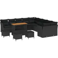 Syfax Ensemble de canapé de jardin 14 pcs Noir polyrotin