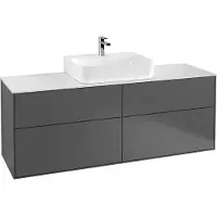 Villeroy & Boch Finion meuble sous lavabo, lavabo au centre, 1600x603x501mm, Glass Black Matt, F19200MT