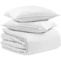 vidaXL Ensemble couette et oreiller 3 pcs Blanc Plume de duvet