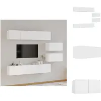 vidaXL Ensemble de 6 meubles TV Blanc Matériau dérivé du bois - Meubles TV