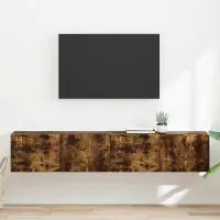 Prolenta Meuble TV mural exclusif - 2 pièces, placage en bois de chêne fumé