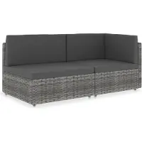The Living Store Modulares 2-Sitzer-Sofa Poly Rattan Grau