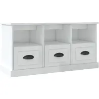 Syfax Meuble TV blanc brillant 100x35x50 cm bois d'ingénierie