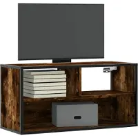 Prolenta Maison Exclusive - Meuble TV Chêne fumé 80x31x39,5 cm Matériau dérivé du bois et métal