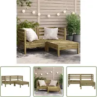 The Living Store Canapé de jardin 2 places avec pouf Pin imprégné