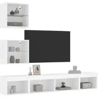Prolenta Maison Exclusive - Unités murales TV avec LED 5 pcs blanc bois d'ingénierie